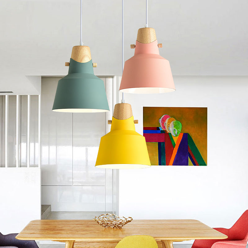 Bell/Dome Ceiling Pendant Light Modernism Metal 1 Light 8.5"/14" Dia Pink/Yellow/Green Hanging Lamp Kit Clearhalo 'Ceiling Lights' 'Modern Pendants' 'Modern' 'Pendant Lights' 'Pendants' Lighting' 127643