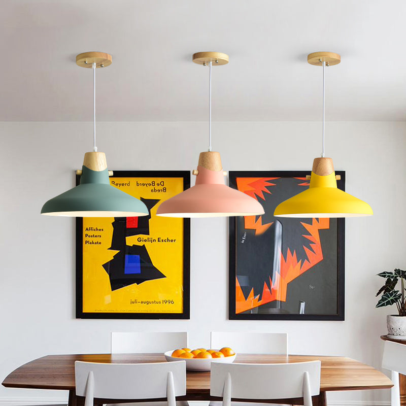 Bell/Dome Ceiling Pendant Light Modernism Metal 1 Light 8.5"/14" Dia Pink/Yellow/Green Hanging Lamp Kit Clearhalo 'Ceiling Lights' 'Modern Pendants' 'Modern' 'Pendant Lights' 'Pendants' Lighting' 127644