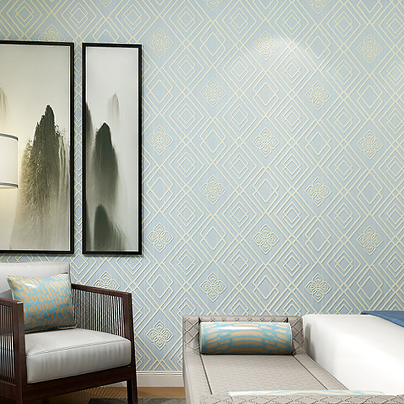 Modern Latticework Wallpaper Roll Light-Color Stain Resistant Wall Decor for Bedroom Light Blue Clearhalo 'Modern wall decor' 'Modern' 'Wallpaper' Wall Decor' 1276688