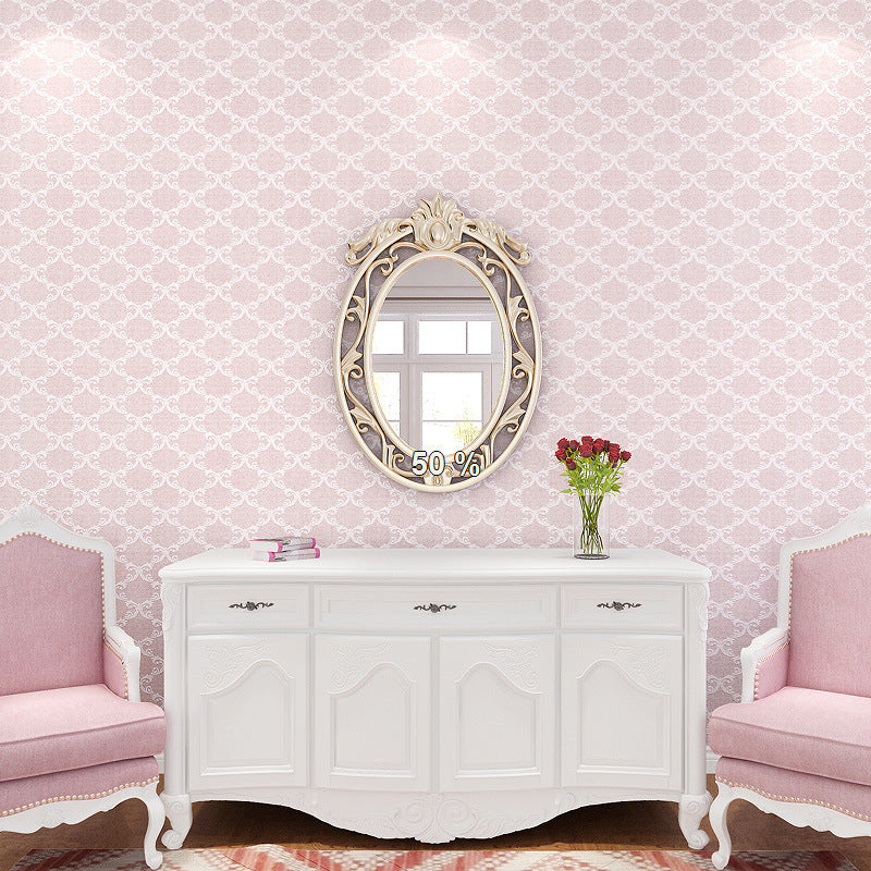 Pastel Color Lattice Wallpaper Roll Flower Antique Waterproof Wall Decor for Dining Room Clearhalo 'Vintage wall decor' 'Vintage' 'Wallpaper' Wall Decor' 1277076