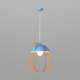 Wire Guard Single Pendant Light Nordic Metal Hanging Ceiling Light in Black/Blue/Orange Blue Clearhalo 'Ceiling Lights' 'Modern Pendants' 'Modern' 'Pendant Lights' 'Pendants' Lighting' 127740