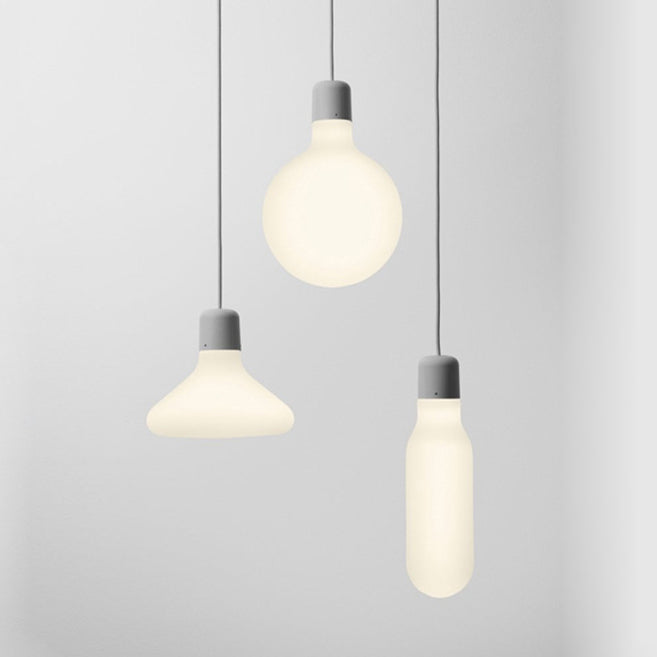 Modern 1 Light Pendant Lighting with White Glass Shade Silver Ball/Cone/Pill-Shaped Hanging Lamp Kit Clearhalo 'Ceiling Lights' 'Glass shade' 'Glass' 'Modern Pendants' 'Modern' 'Pendant Lights' 'Pendants' Lighting' 127811