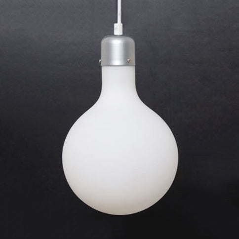 Modern 1 Light Pendant Lighting with White Glass Shade Silver Ball/Cone/Pill-Shaped Hanging Lamp Kit Clearhalo 'Ceiling Lights' 'Glass shade' 'Glass' 'Modern Pendants' 'Modern' 'Pendant Lights' 'Pendants' Lighting' 127813