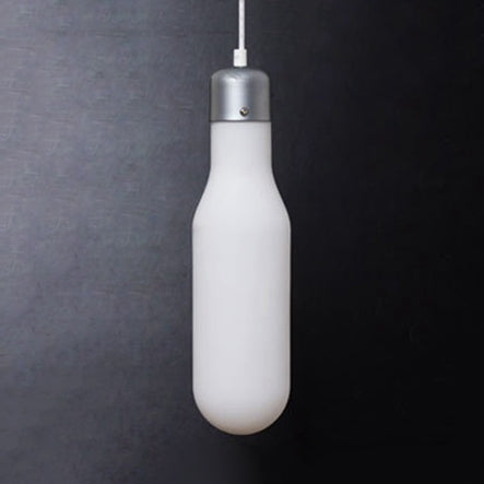 Modern 1 Light Pendant Lighting with White Glass Shade Silver Ball/Cone/Pill-Shaped Hanging Lamp Kit Clearhalo 'Ceiling Lights' 'Glass shade' 'Glass' 'Modern Pendants' 'Modern' 'Pendant Lights' 'Pendants' Lighting' 127817