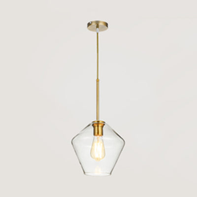 Clear/Amber Glass Triangle/Urn/Diamond Pendant Lamp Post Modern 1 Light Ceiling Pendant Light, 9"/14"/16.5" Wide Clear 14" Clearhalo 'Ceiling Lights' 'Glass shade' 'Glass' 'Modern Pendants' 'Modern' 'Pendant Lights' 'Pendants' Lighting' 127854