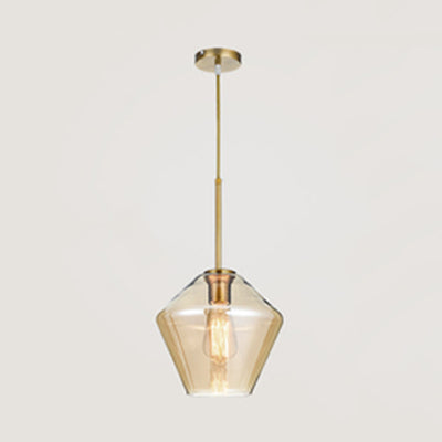 Clear/Amber Glass Triangle/Urn/Diamond Pendant Lamp Post Modern 1 Light Ceiling Pendant Light, 9"/14"/16.5" Wide Amber 14" Clearhalo 'Ceiling Lights' 'Glass shade' 'Glass' 'Modern Pendants' 'Modern' 'Pendant Lights' 'Pendants' Lighting' 127857