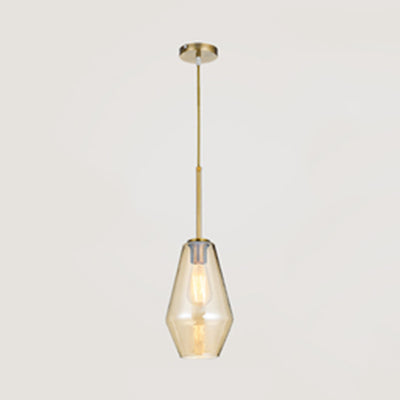 Clear/Amber Glass Triangle/Urn/Diamond Pendant Lamp Post Modern 1 Light Ceiling Pendant Light, 9"/14"/16.5" Wide Amber 9" Clearhalo 'Ceiling Lights' 'Glass shade' 'Glass' 'Modern Pendants' 'Modern' 'Pendant Lights' 'Pendants' Lighting' 127859