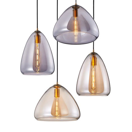 8.5"/10" Wide Cone Living Room Pendant Lamp Amber/Smoky Glass 1 Light Post-Modern Hanging Ceiling Light Clearhalo 'Ceiling Lights' 'Glass shade' 'Glass' 'Modern Pendants' 'Modern' 'Pendant Lights' 'Pendants' Lighting' 127963