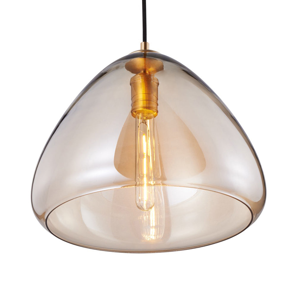 8.5"/10" Wide Cone Living Room Pendant Lamp Amber/Smoky Glass 1 Light Post-Modern Hanging Ceiling Light Clearhalo 'Ceiling Lights' 'Glass shade' 'Glass' 'Modern Pendants' 'Modern' 'Pendant Lights' 'Pendants' Lighting' 127965