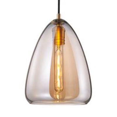 8.5"/10" Wide Cone Living Room Pendant Lamp Amber/Smoky Glass 1 Light Post-Modern Hanging Ceiling Light Amber 8.5" Clearhalo 'Ceiling Lights' 'Glass shade' 'Glass' 'Modern Pendants' 'Modern' 'Pendant Lights' 'Pendants' Lighting' 127966