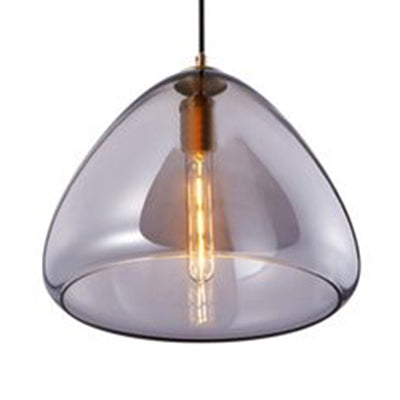 8.5"/10" Wide Cone Living Room Pendant Lamp Amber/Smoky Glass 1 Light Post-Modern Hanging Ceiling Light Smoke Gray 10" Clearhalo 'Ceiling Lights' 'Glass shade' 'Glass' 'Modern Pendants' 'Modern' 'Pendant Lights' 'Pendants' Lighting' 127968