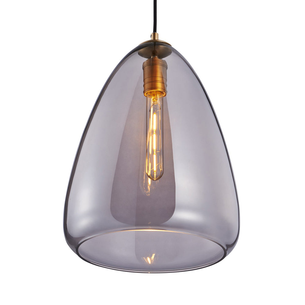 8.5"/10" Wide Cone Living Room Pendant Lamp Amber/Smoky Glass 1 Light Post-Modern Hanging Ceiling Light Smoke Gray 8.5" Clearhalo 'Ceiling Lights' 'Glass shade' 'Glass' 'Modern Pendants' 'Modern' 'Pendant Lights' 'Pendants' Lighting' 127970