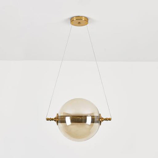 Ball Pendant Lighting Post-Modernist Amber/Smoke/Tan Glass 1 Light Bedroom Led Ceiling Hung Fixture Clearhalo 'Ceiling Lights' 'Glass shade' 'Glass' 'Modern Pendants' 'Modern' 'Pendant Lights' 'Pendants' Lighting' 127990