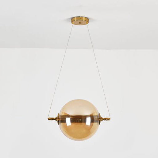 Ball Pendant Lighting Post-Modernist Amber/Smoke/Tan Glass 1 Light Bedroom Led Ceiling Hung Fixture Clearhalo 'Ceiling Lights' 'Glass shade' 'Glass' 'Modern Pendants' 'Modern' 'Pendant Lights' 'Pendants' Lighting' 127992