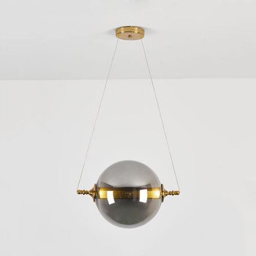 Ball Pendant Lighting Post-Modernist Amber/Smoke/Tan Glass 1 Light Bedroom Led Ceiling Hung Fixture Smoke Gray Clearhalo 'Ceiling Lights' 'Glass shade' 'Glass' 'Modern Pendants' 'Modern' 'Pendant Lights' 'Pendants' Lighting' 127993