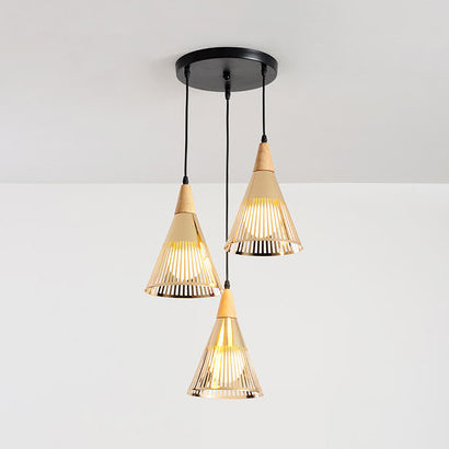 Gold Conical Ceiling Hanging Light Post Modern Metallic Overhead Lighting for Restaurant Cafe 3 Gold Round Canopy Clearhalo 'Ceiling Lights' 'Modern Pendants' 'Modern' 'Pendant Lights' 'Pendants' Lighting' 128059