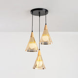 Gold Conical Ceiling Hanging Light Post Modern Metallic Overhead Lighting for Restaurant Cafe 3 Gold Round Canopy Clearhalo 'Ceiling Lights' 'Modern Pendants' 'Modern' 'Pendant Lights' 'Pendants' Lighting' 128059