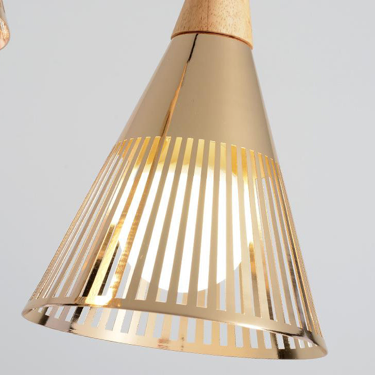 Gold Conical Ceiling Hanging Light Post Modern Metallic Overhead Lighting for Restaurant Cafe Clearhalo 'Ceiling Lights' 'Modern Pendants' 'Modern' 'Pendant Lights' 'Pendants' Lighting' 128062