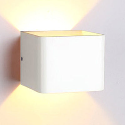 Cube Shade Sconce Light Minimalism Aluminum Warm/White Lighting LED Living Room Wall Mounted Light in Black/White White Clearhalo 'Cast Iron' 'Glass' 'Industrial' 'Modern wall lights' 'Modern' 'Tiffany' 'Traditional wall lights' 'Wall Lamps & Sconces' 'Wall Lights' Lighting' 128168