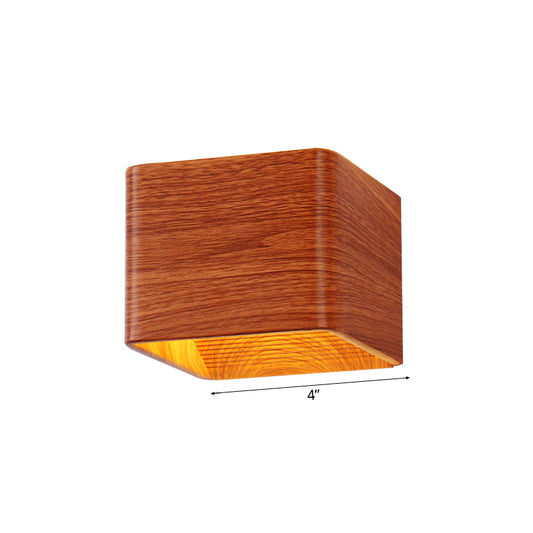 Cube Wall Sconce Light Modern Wooden 1-Light Living Room Wall Mounted Up and Down Lighting Fixture in Warm/White Light Clearhalo 'Wall Lamps & Sconces' 'Wall Lights' Lighting' 128182