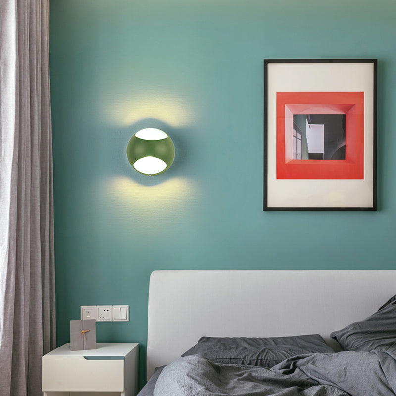 Round Wall Mounted Lamp Nordic Metal LED Sconce Light Fixture in Yellow/Grey/Green Clearhalo 'Cast Iron' 'Glass' 'Industrial' 'Modern wall lights' 'Modern' 'Tiffany' 'Traditional wall lights' 'Wall Lamps & Sconces' 'Wall Lights' Lighting' 128226