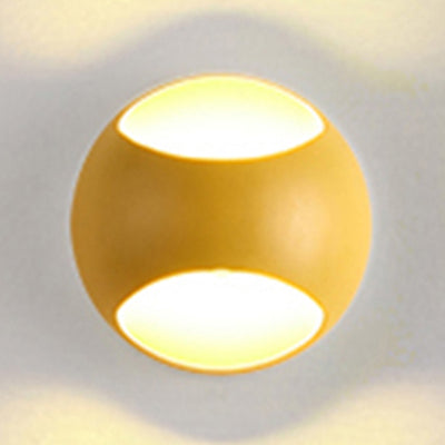 Round Wall Mounted Lamp Nordic Metal LED Sconce Light Fixture in Yellow/Grey/Green Yellow Clearhalo 'Cast Iron' 'Glass' 'Industrial' 'Modern wall lights' 'Modern' 'Tiffany' 'Traditional wall lights' 'Wall Lamps & Sconces' 'Wall Lights' Lighting' 128232