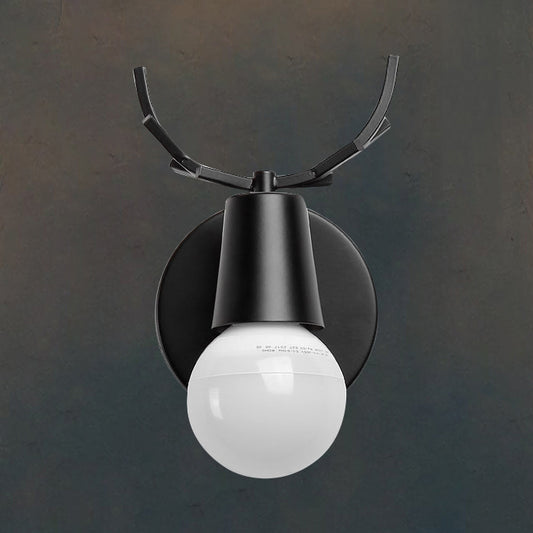 Black/White Antler Design Wall Sconce Nordic Stylish 1 Bulb Metal Wall Mounted Lamp for Bedroom Black Clearhalo 'Cast Iron' 'Glass' 'Industrial' 'Modern wall lights' 'Modern' 'Tiffany' 'Traditional wall lights' 'Wall Lamps & Sconces' 'Wall Lights' Lighting' 128261