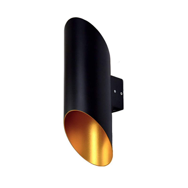 2 Lights Stairway Sconce Light Fixture with Tube Metallic Shade Black Wall Mounted Light Clearhalo 'Cast Iron' 'Glass' 'Industrial' 'Modern wall lights' 'Modern' 'Tiffany' 'Traditional wall lights' 'Wall Lamps & Sconces' 'Wall Lights' Lighting' 128264