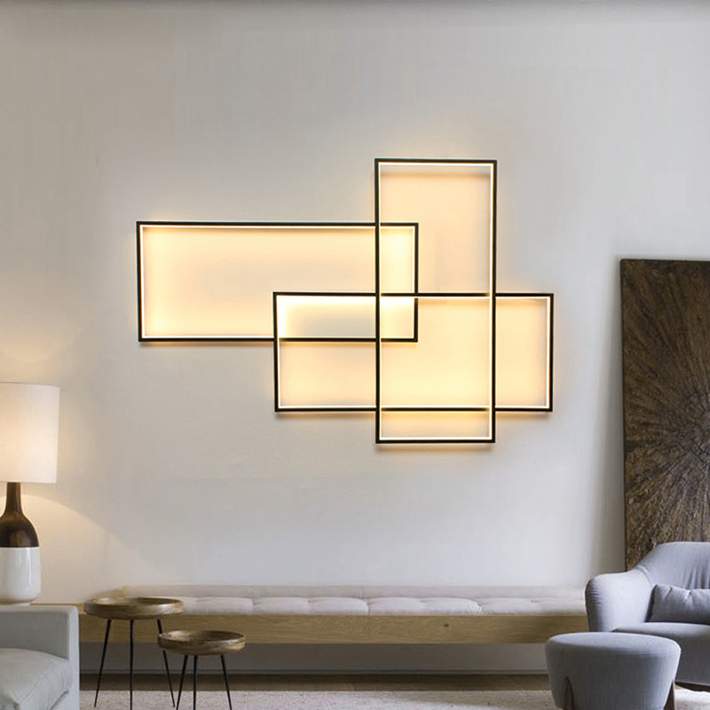 20.5"/30" Wide Black Traverse Wall Sconce Modern Acrylic Wall Light Fixture in Warm/White Light Clearhalo 'Modern wall lights' 'Modern' 'Wall Lamps & Sconces' 'Wall Lights' Lighting' 128281