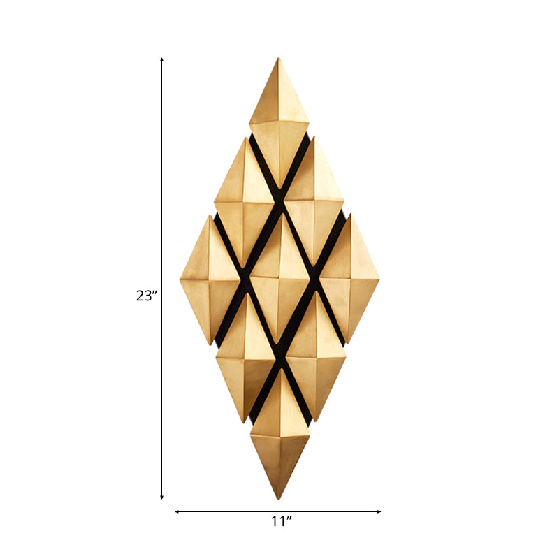 Modern Stylish LED Wall Lamp with Metallic Shade Gold Diamond Sconce Light Fixture in Warm/White Light, 23"/31" Width Clearhalo 'Cast Iron' 'Glass' 'Industrial' 'Modern wall lights' 'Modern' 'Tiffany' 'Traditional wall lights' 'Wall Lamps & Sconces' 'Wall Lights' Lighting' 128290