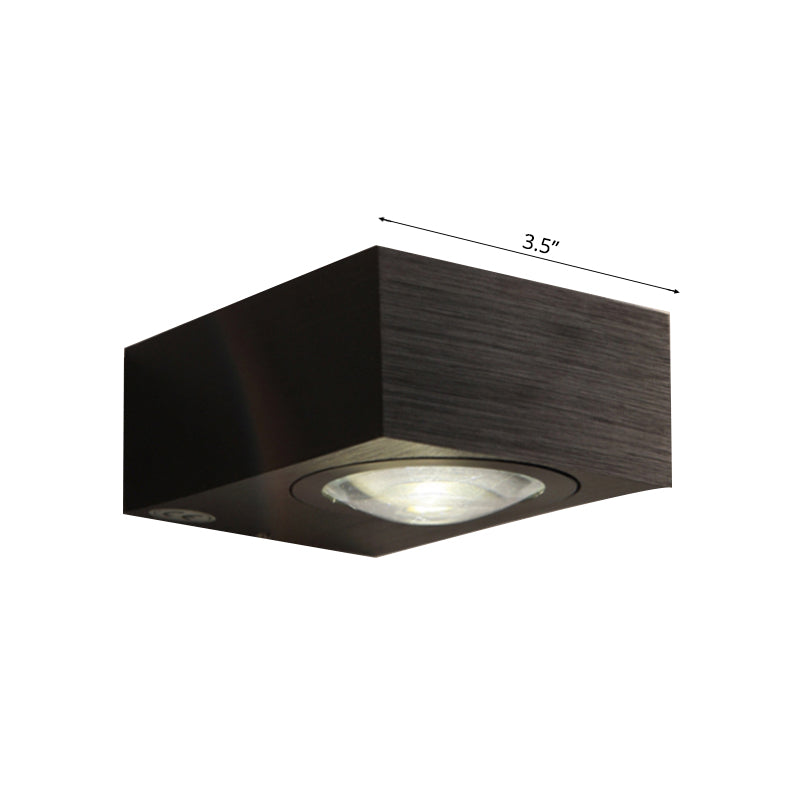 Square Bedroom Wall Lighting Fixture Aluminum Warm/White Light LED Modernist Sconce Light Fixture in Black/Silver Clearhalo 'Cast Iron' 'Glass' 'Industrial' 'Modern wall lights' 'Modern' 'Tiffany' 'Traditional wall lights' 'Wall Lamps & Sconces' 'Wall Lights' Lighting' 128299