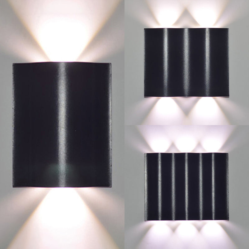 1/2/3-Light Porch Wall Sconce with Wavy Design Metal Shade Black Wall Washer Lamp in Warm/White Lighting Clearhalo 'Cast Iron' 'Glass' 'Industrial' 'Modern wall lights' 'Modern' 'Tiffany' 'Traditional wall lights' 'Wall Lamps & Sconces' 'Wall Lights' Lighting' 128312