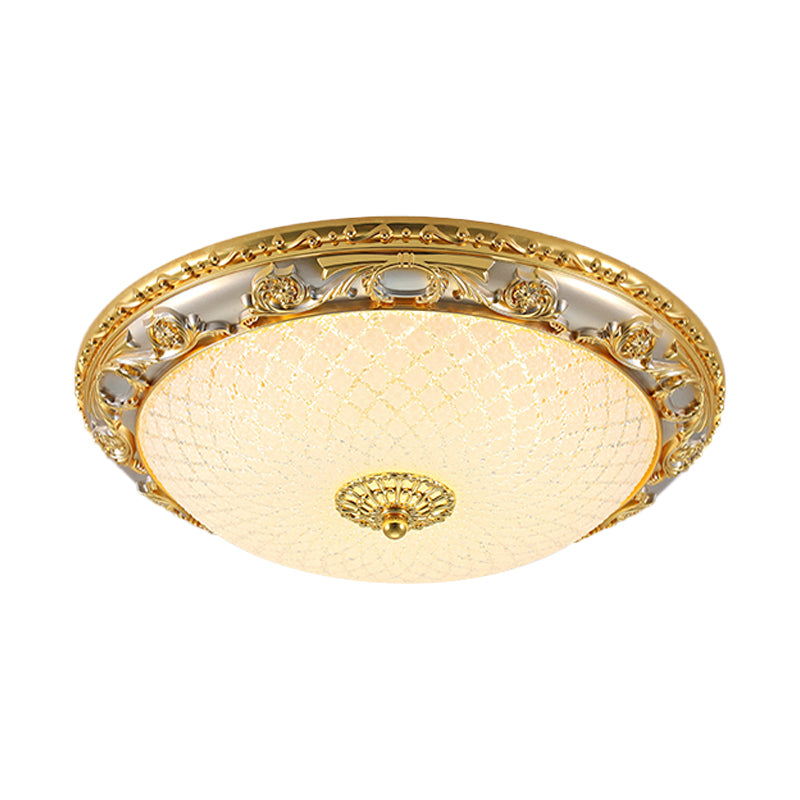 Gold Bowl Shaped Ceiling Flush Traditional Veined Glass 12.5"/15"/19" Wide LED Bedroom Flushmount Lighting Clearhalo 'Ceiling Lights' 'Close To Ceiling Lights' 'Close to ceiling' 'Flush mount' Lighting' 1283222