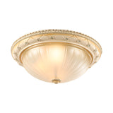 Beige Bowl Shaped Flush Ceiling Light Traditional Ribbed Glass 2/3 Lights 11.5"/16"/19.5" W Bedroom Flush Mount Clearhalo 'Ceiling Lights' 'Close To Ceiling Lights' 'Close to ceiling' 'Flush mount' Lighting' 1283286