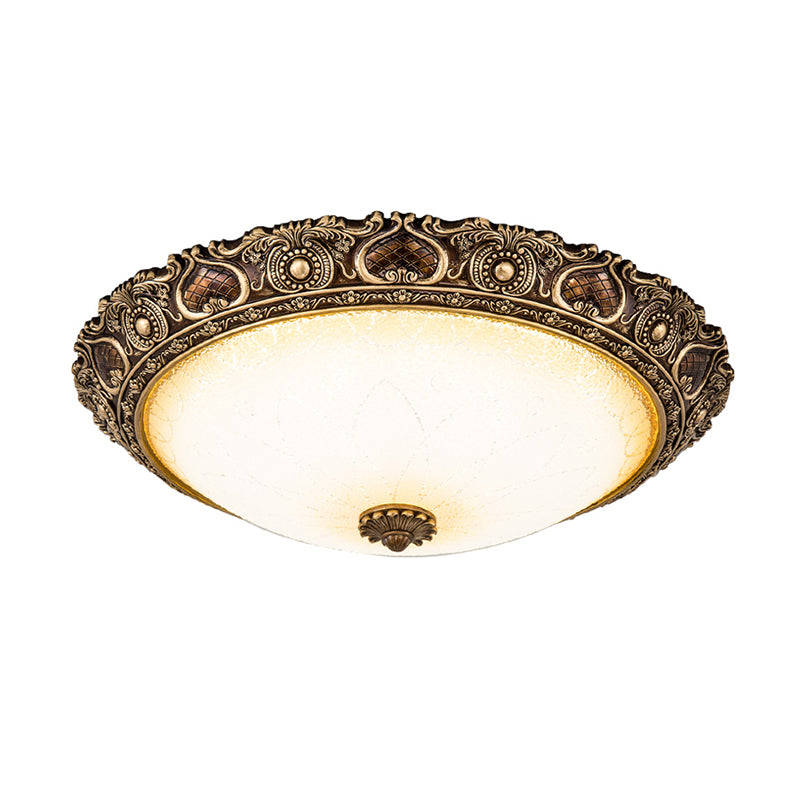 13"/16"/19.5" Wide LED Flush Light Farmhouse Bowl Frosted Glass Flush Mounted Lamp in Brown, Warm/White Light Clearhalo 'Ceiling Lights' 'Close To Ceiling Lights' 'Close to ceiling' 'Flush mount' Lighting' 1283292