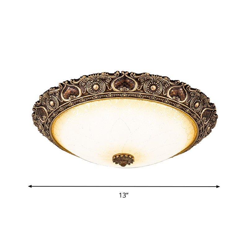 13"/16"/19.5" Wide LED Flush Light Farmhouse Bowl Frosted Glass Flush Mounted Lamp in Brown, Warm/White Light Clearhalo 'Ceiling Lights' 'Close To Ceiling Lights' 'Close to ceiling' 'Flush mount' Lighting' 1283293