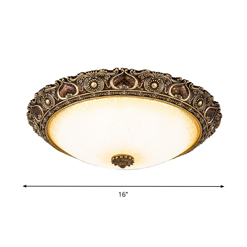 13"/16"/19.5" Wide LED Flush Light Farmhouse Bowl Frosted Glass Flush Mounted Lamp in Brown, Warm/White Light Clearhalo 'Ceiling Lights' 'Close To Ceiling Lights' 'Close to ceiling' 'Flush mount' Lighting' 1283294