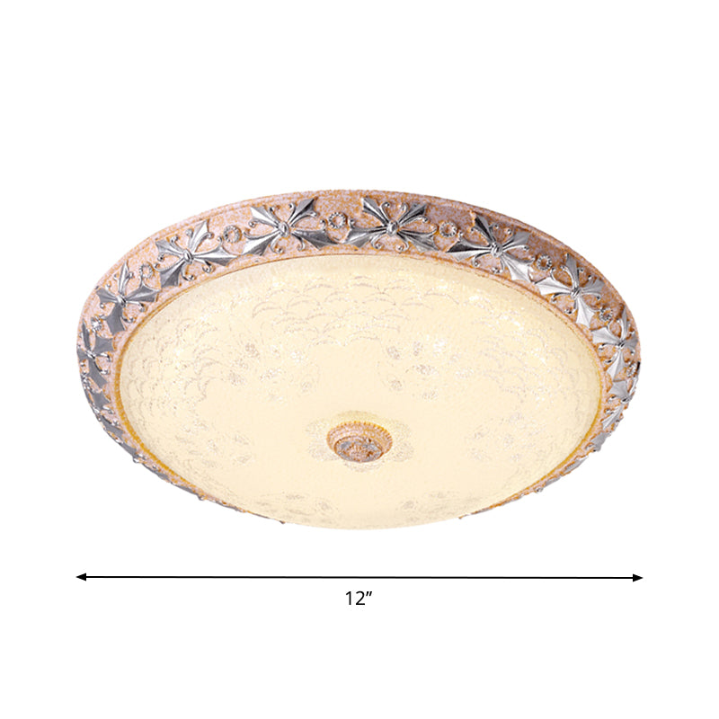 Silver Bowl Ceiling Mounted Fixture Vintage Textured Glass LED Bedroom Flushmount Lamp, 12"/16"/19.5" Width Clearhalo 'Ceiling Lights' 'Close To Ceiling Lights' 'Close to ceiling' 'Flush mount' Lighting' 1283317