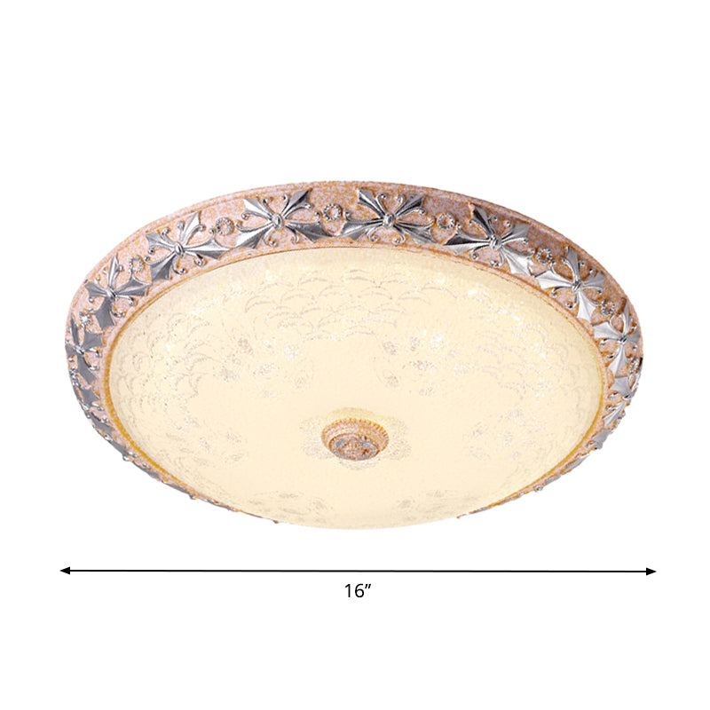 Silver Bowl Ceiling Mounted Fixture Vintage Textured Glass LED Bedroom Flushmount Lamp, 12"/16"/19.5" Width Clearhalo 'Ceiling Lights' 'Close To Ceiling Lights' 'Close to ceiling' 'Flush mount' Lighting' 1283318