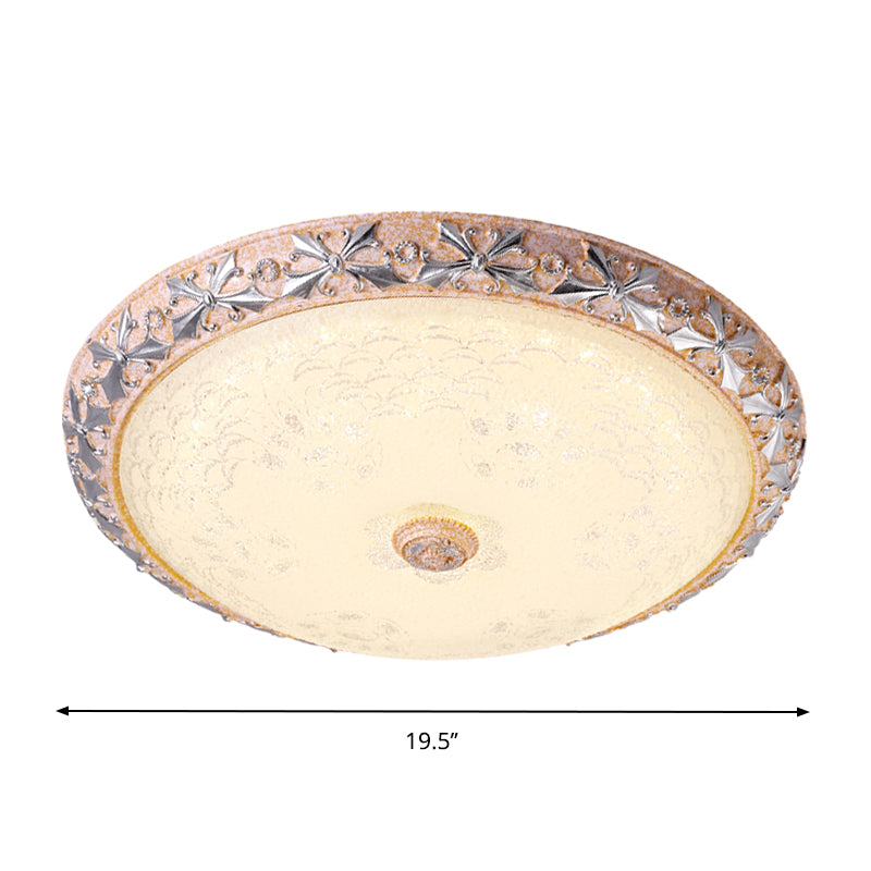 Silver Bowl Ceiling Mounted Fixture Vintage Textured Glass LED Bedroom Flushmount Lamp, 12"/16"/19.5" Width Clearhalo 'Ceiling Lights' 'Close To Ceiling Lights' 'Close to ceiling' 'Flush mount' Lighting' 1283319