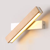 Rotatable White/Black Linear Wall Sconce Modern Single Light Wooden Reading Wall Lamp in Warm/White/Natural Light Clearhalo 'Wall Lamps & Sconces' 'Wall Lights' Lighting' 128349