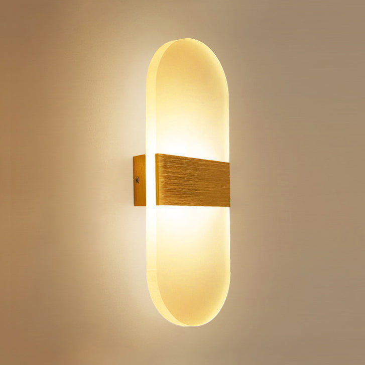 Oval/Rectangular/Convex Wall Sconce Modern 8"/10.5" Wide LED Acrylic Wall Lighting Fixture in Warm/White/Natural Light Gold Oval Clearhalo 'Modern wall lights' 'Modern' 'Wall Lamps & Sconces' 'Wall Lights' Lighting' 128426