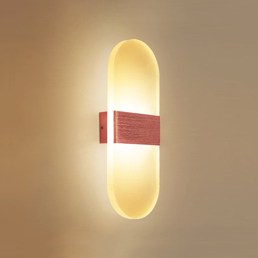 Oval/Rectangular/Convex Wall Sconce Modern 8"/10.5" Wide LED Acrylic Wall Lighting Fixture in Warm/White/Natural Light Rose Gold Oval Clearhalo 'Modern wall lights' 'Modern' 'Wall Lamps & Sconces' 'Wall Lights' Lighting' 128427