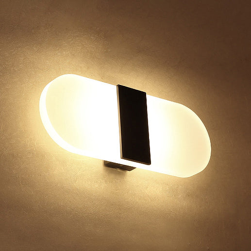 Oval/Rectangular/Convex Wall Sconce Modern 8"/10.5" Wide LED Acrylic Wall Lighting Fixture in Warm/White/Natural Light Black Oval Clearhalo 'Modern wall lights' 'Modern' 'Wall Lamps & Sconces' 'Wall Lights' Lighting' 128431