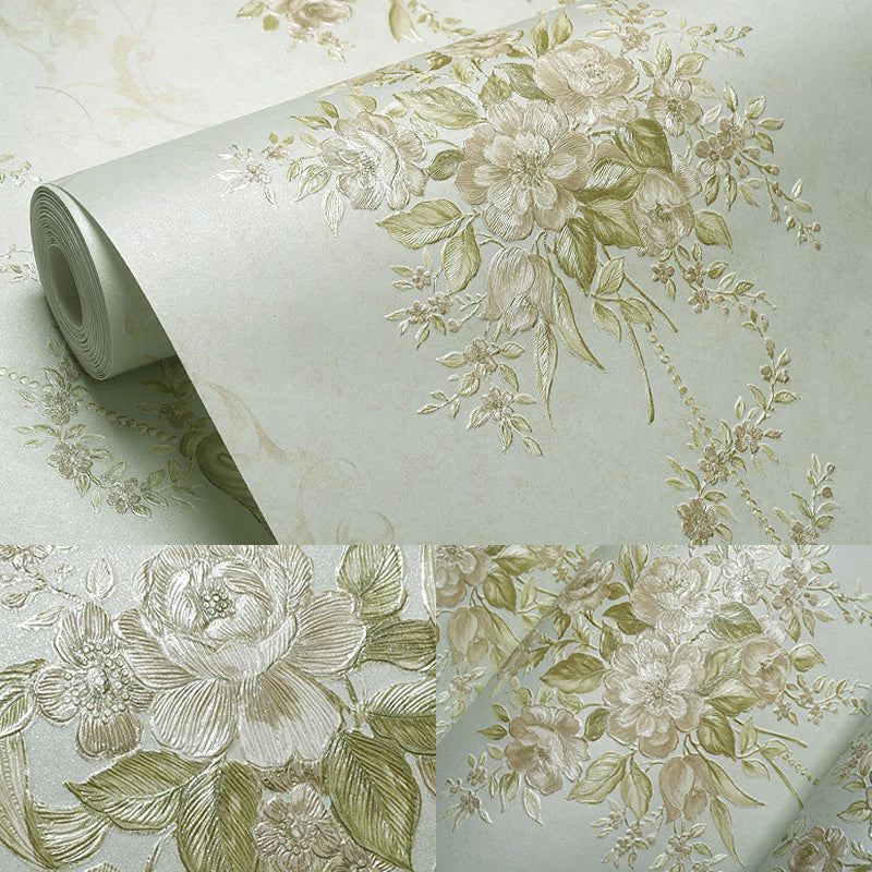 Pastel Color Rustic Wallpaper 54.2-sq ft Blooming Peony Wall Covering for Bedroom Clearhalo 'Country wall decor' 'Rustic' 'Wallpaper' Wall Decor' 1284572