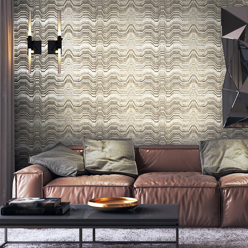 Modern Wave Line Wallpaper for Living Room 33' L x 20.5" W Wall Decor in Brown-Beige Clearhalo 'Modern wall decor' 'Modern' 'Wallpaper' Wall Decor' 1284677