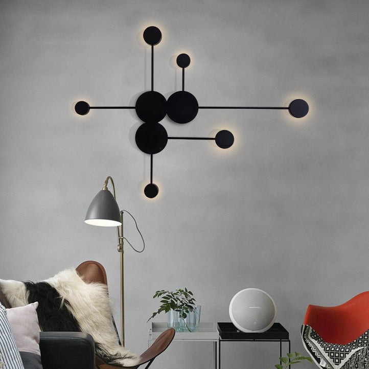 Black/White Sputnik Wall Sconce Light Fixture Modern LED 2/3/6 Lights Acrylic Wall Lamp in Warm/White Light Clearhalo 'Modern wall lights' 'Modern' 'Wall Lamps & Sconces' 'Wall Lights' Lighting' 128469