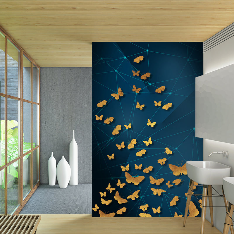 Artistic Animals Wall Paper Murals Yellow-Blue Geometry Wall Decoration for Bedroom Clearhalo 'Wall Decor' 'Wall Mural' 1284976