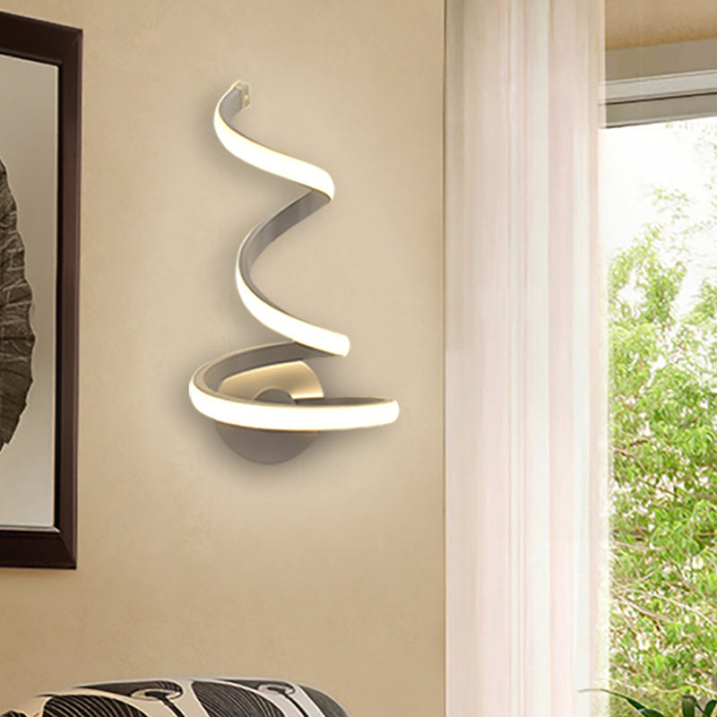 3/4/7 Spiral Acrylic LED Wall Sconce Modern Single Light White Wall Lamp in Warm/White/Natural Light Clearhalo 'Modern wall lights' 'Modern' 'Wall Lamps & Sconces' 'Wall Lights' Lighting' 128512