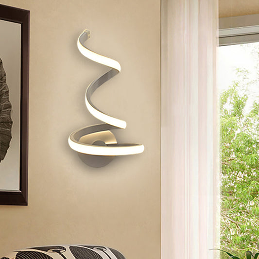 3/4/7 Spiral Acrylic LED Wall Sconce Modern Single Light White Wall Lamp in Warm/White/Natural Light Clearhalo 'Modern wall lights' 'Modern' 'Wall Lamps & Sconces' 'Wall Lights' Lighting' 128512